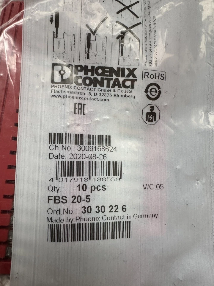 Phoenix Contact FBS 20-5 , 3009168624 Pack Of 10 New Old Stock - Image 1 of 4
