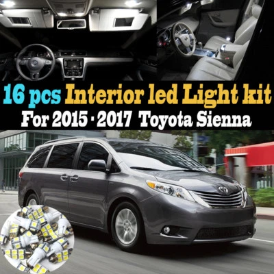16Pc Super White Interior LED Light Bulb Kit Package for 2015-2017 Toyota Sienna - Image 1 of 4