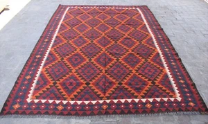 7x10 Hand Woven Afghan Ghalmouri Wool Kilim Rug Vintage Persian Tribal Area Rug - Picture 1 of 10