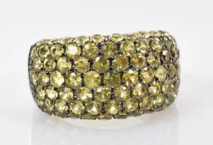Rarities Carol Brodie Yellow Sapphire Pave Ring in Sterling Silver Size 7 - Picture 1 of 4