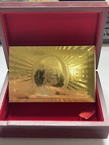 24k Gold Foil Deck of Playing Cards In Wooden Box. 999.9 Gold Foil