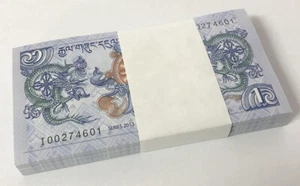 Bhutan 1 Ngultrum 2013 P 27 UNC Lot 100 PCS 1 Bundle - Picture 1 of 3