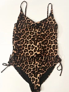 Cotton On One Piece Swimsuit Exotic Leopard Animal Print Black Size14 NEW W Tags - Picture 1 of 10