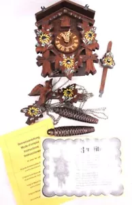 More details for vtg hekas blackforest german wall mounted cuckoo clock w/ chain &amp; weights -b94
