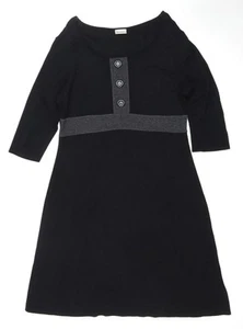 Roman Originals Women's Black Knit Dress L - Button Accents - Picture 1 of 12