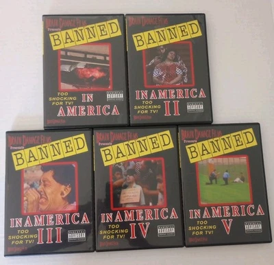 Banned In America 1-5 DVD Lot Brain Damaged Films I II III IV V - Image 1 of 4