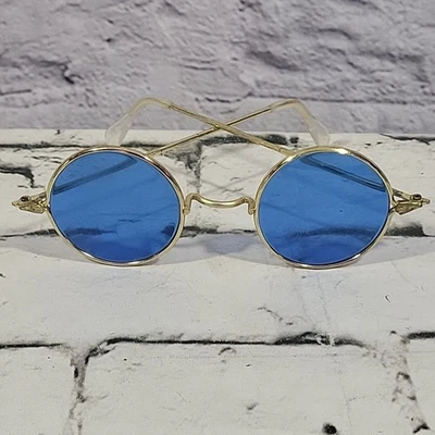 Gafas de sol vintage redondas con borde de alambre estilo Lennon Ozzy azules lentes tonos marcos  Foto 1 de 4