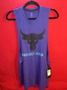 NWT NEW MEN’S SZ M Under Armour Project Rock Brahma Bull Tank Top Purple 1373787 - Picture 1 of 6