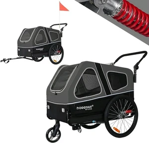 Remolque y cochecito para bicicletas para perros - Porta mascotas XL con marco plegable y frenos de seguridad - Imagen 1 de 4