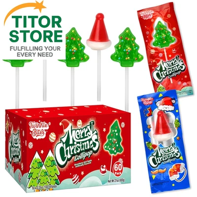 TWINKLE BITES 60 Pack Christmas Lollipops - Individually Wrapped Holiday 60