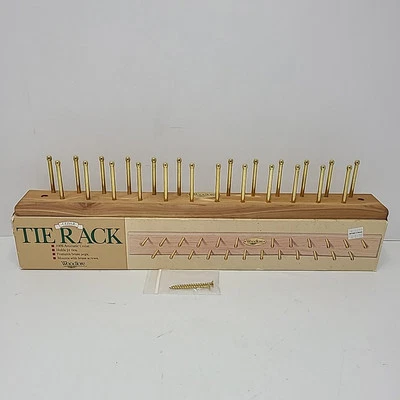Woodlore Cedar Tie Rack w Brass Screws Up To 24 Ties Aromatic Holder Divider - Image 1 of 4