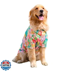 HDKUW Déguisement Hawaïen Grand Chien, T-shirts Cool Chien Vêtements d'été, Hawaïa - Photo 1/5