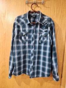 Camisa grande de algodón con botones y bordado Eighty Eight Platinum para hombre - Imagen 1 de 4