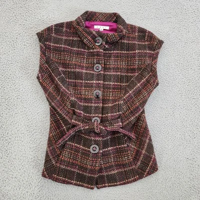 Chaleco CAbi para mujer mediano a cuadros mezcla de lana botones bolsillos con cinturón 691 Foto 1 de 4