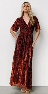 Vestido de terciopelo para mujer Baltic Born Uma Rust Burnout talla mediana - Imagen 1 de 18