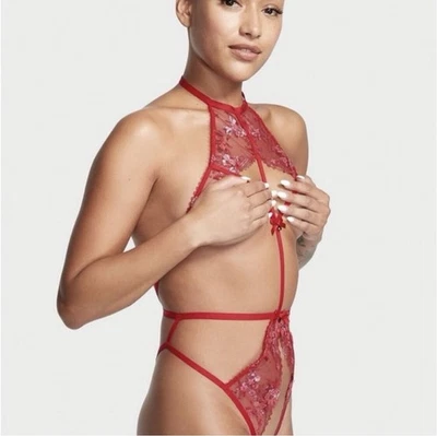 Victoria’s Secret Embroidered Floral Strappy Bodysuit  - Image 1 of 4