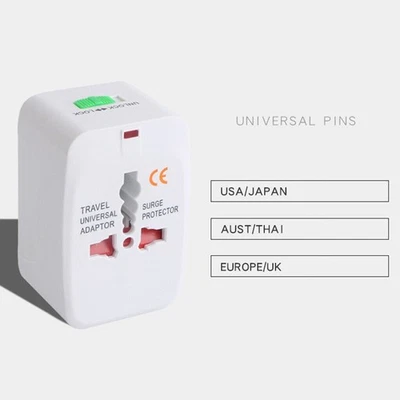 Universal Travel Adapter Converter Wall Charger AC Power Plug White - Image 1 of 4