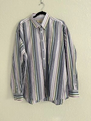 Camisa de vestir Giorgio Armani Le Collezioni a rayas LS con botones para hombre talla XXL Foto 1 de 4