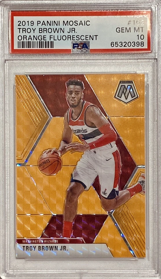 2019 Panini Mosaic #162 Troy Brown Jr. Orange Fluorescent #5/25 PSA 10 Gem Mint - Image 1 of 4