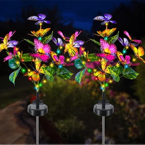 Lampade Solari Da Giardino, 2 Pezzi Luci Solari Fiore Farfalla LED, Luce Solare  - Foto 1 di 12