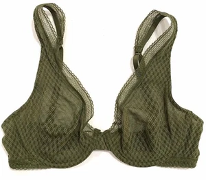 Reggiseno Victorias Secret leggero ferretto sfoderato demi rete pizzo verde oliva - Foto 1 di 2