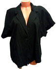 Worthington black textured striped lined short sleeve buttoned jacket 3X