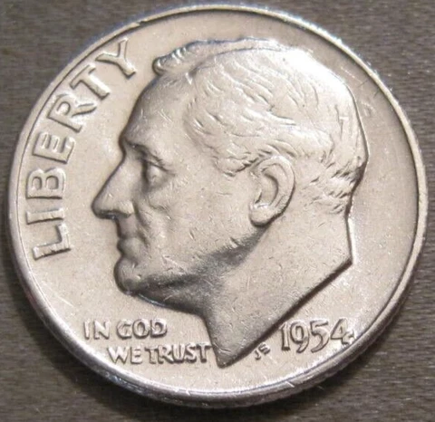 SELLING AS SHOWN - 1954 P ROOSEVELT DIME *** 90% SILVER *** 689 Cover