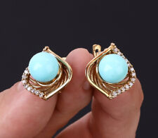 TURKISH SIMULATED TOPAZ .925 SILVER & BRONZE EARRINGS #10395
