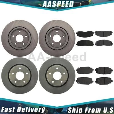 Rotores y pastillas de freno delanteros traseros para Dodge Grand Caravan 2016 2017 2018 2019 Foto 1 de 4