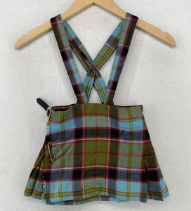 THE SCOTCH HOUSE Jumper Girls 10 Tartan Plaid Skirt Romper Pleated Green Vtg - Picture 1 of 12