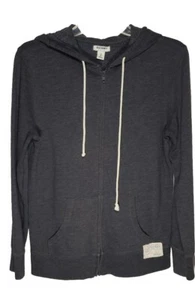 Old Navy Mens Gray Zip Up Adjustable Drawstring Hoodie Long Sleeve Size Medium - Picture 1 of 17