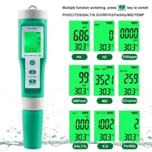 PH EC TDS ORP Salt H2 S.G Temp MΩ Fertility Meter Tester 10 in 1 Water Quality - Picture 1 of 9