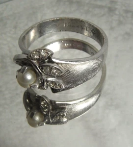 Anillo vintage de oro blanco de 18k relleno de perlas y circonitas talla 9,75 - Imagen 1 de 12