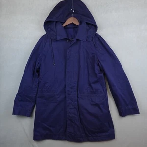 LACOSTE Coat Jacket Motion Navy Blue size 52 Large Button Front Detachable Hood - Picture 1 of 11