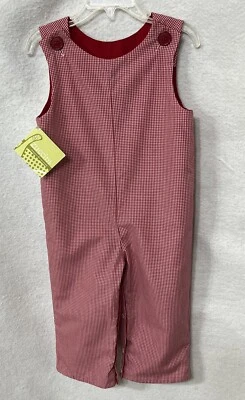 New Zucchini Boy 18M Months LONGALL Romper Reversible Solid Check Red NWT $45.99 - Image 1 of 4
