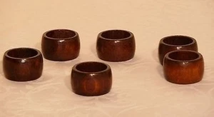 Serviettenringe 6 Stück , Buche , Nussbaum  gebeitzt, Handgedrechselt , Neuware - Picture 1 of 2