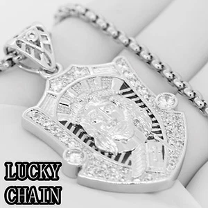 14K WHITE GOLD FINISH LAB DIAMOND JESUS FACE PENDANT 30"ROUND BOX CHAIN/43g G48 - Picture 1 of 7