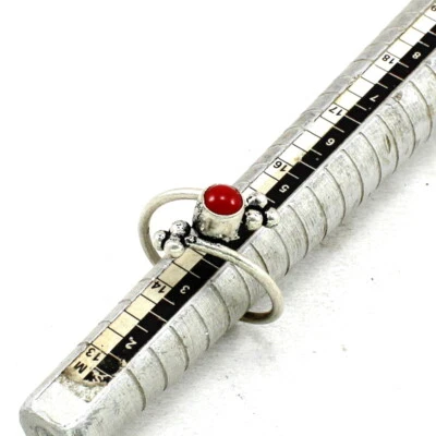 Anillo Natural Cuarzo Rojo Piedras Preciosas Hecho a Mano Joyería Anillo Talla US 9 Joyería Antigua Foto 1 de 4