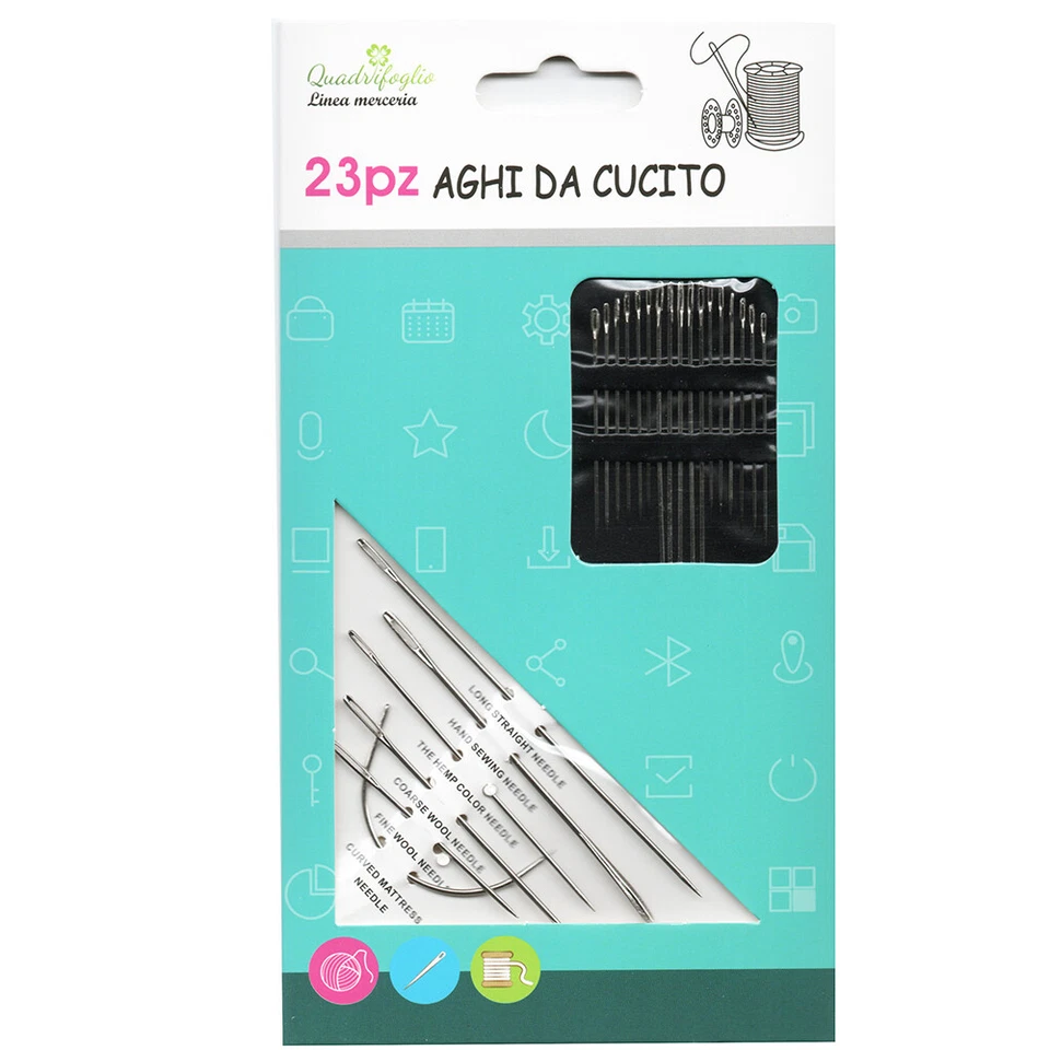 23  Aghi Da Cucito A Mano Cucire Ago Tessuto Cotone Jeans Sarta Pelle Stoffa 890 - Immagine 1 di 1