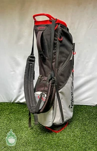 Used Taylormade Flex Tech Carry Stand 4-way Golf Bag Black/Grey/Red - Picture 1 of 8