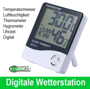 Wetterstation Digital Thermometer Hygrometer Luftfeuchtigkeit Temperatur Uhrzeit - Bild 1 von 1