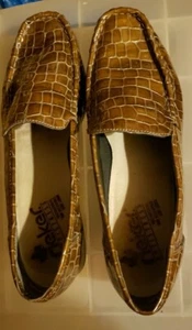 Rieker Loafers Pale Brown Mock Croc Patent Shoes Size UK 7.5 - Picture 1 of 7