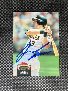 Jose Canseco 1992 Topps Stadium Club Oakland Athletics Signed Auto Card #370 COA - Picture 1 of 3
