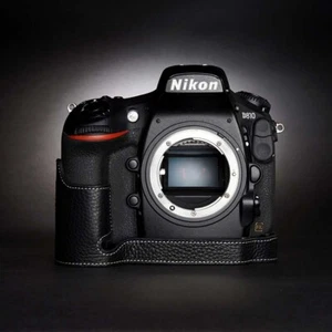 Custodia mezza fotocamera in vera pelle fatta a mano per Nikon D810 per Nikon D800 - Foto 1 di 12