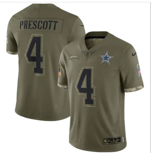 Dallas Cowboys Salute to Service #4 Dak Prescott Jersey - Green - Picture 1 of 4