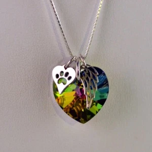 Rainbow Bridge Heart Necklace | Pet Loss Sympathy Gift | Cat Dog Memorial - Picture 1 of 3