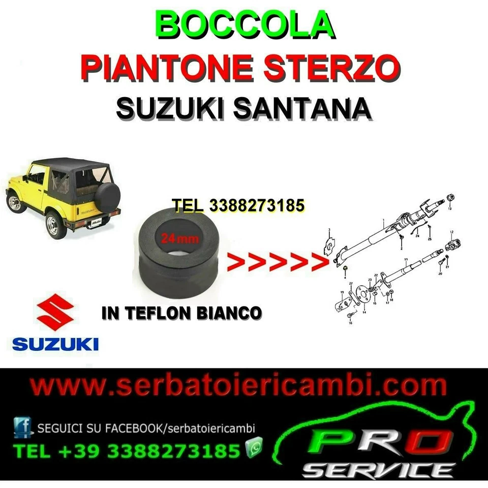 Suzuki Santana VSE SJ410 SJ413 Boccola Piantone di qualità canna Sterzo 24mm - Immagine 1 di 1