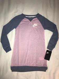 Neu mit Etikett Nike MÄDCHEN JUST DO IT Logo Größe 5 (S) PINK Tunika Oberteil Langarm UVP $ 38 - Bild 1 von 4