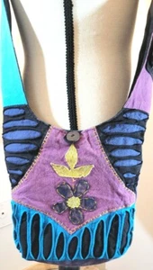 India Boutique Hobo Crossbody Zippered Bag Purse Made In Nepal 100% Cotton - Picture 1 of 6
