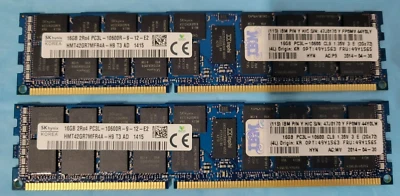 32GB (2x16GB) ECC REG 2Rx4 PC3L-10600R Sk Hynix HMT42GR7MFR4A-H9 IBM 47J0170 - Image 1 of 4